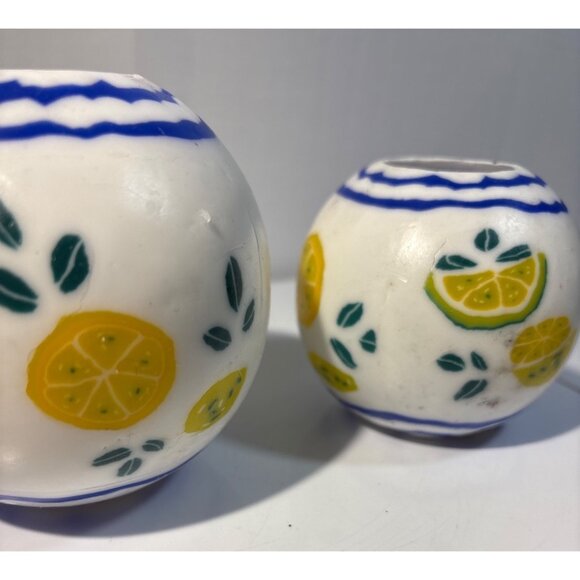 Lifelines Ball Candles Lemon Pattern Hand Sculpted Set Of 2 - Picture 2 of 7